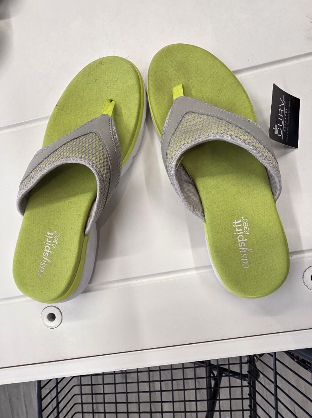 Womens Easy Spirit Lime Green Flip Flop Sandals
